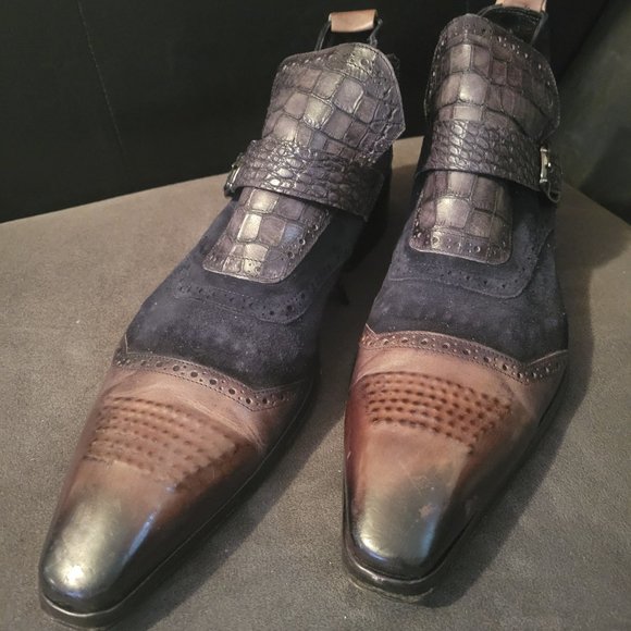 Jo Ghost | Shoes | Jo Ghost Blackbrown Leather Suede  Jo Ghost black/brown leather, suede, crocodile ankle boots size 46/US13